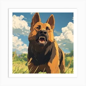 Giant Angry German Shepherd Dog 6 Art Print