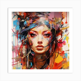 Girl With Paint Splatters Art Print