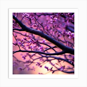 Purple Blossoms On A Tree Art Print