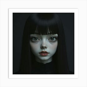 Girl With Black Hair Art Print