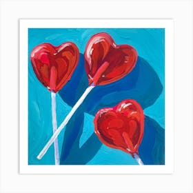 Heart Lollipops Square Art Print