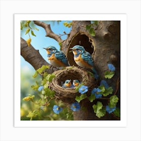 Birds In The Nest Art Print