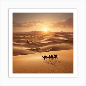 Camels In The Desert Art Print