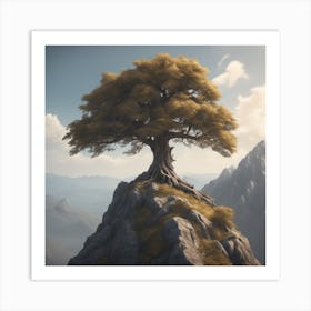 Tree On Top Of Mountain 15 Art Print