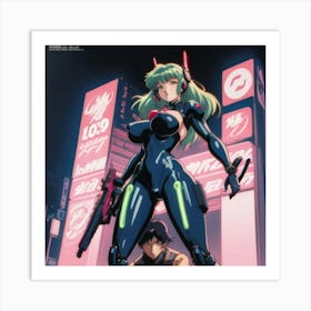 1900's vintage sexy anime girl in mech suits 03 Art Print