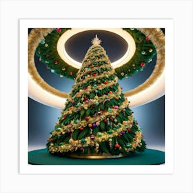 A Vibrant, Oversized, And Intricately Detailed 3d Christmas Tree 2 Art Print