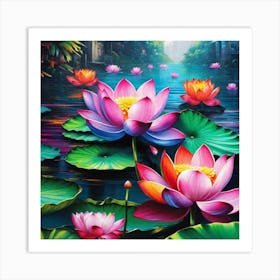 Lotus Flower Painting 9 Art Print