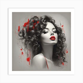 Woman With Red Lipstick Art Print