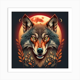 The Wolf Head Points Roars Named Meyer Red Art Print