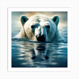 Polar Bear reflected in Arctic Sea Art Print