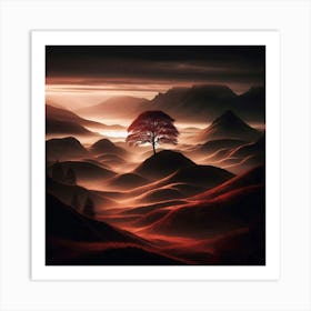 Lone Tree In The Mountains Art Print