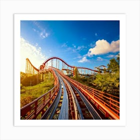 Firefly Thrilling Roller Coaster Ride On A Sunny Adventure Day 38319 Art Print