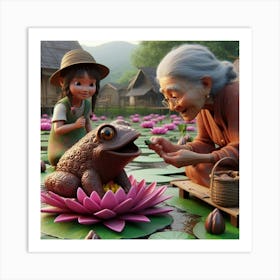 Frog And Flower Art Print