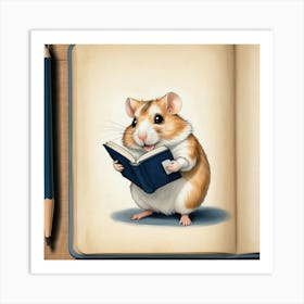 Hamster Reading A Book 5 Art Print