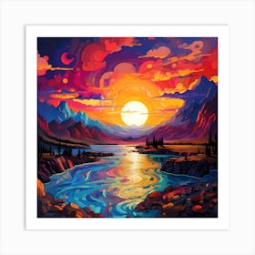 Sunset In The Mountains Art Print