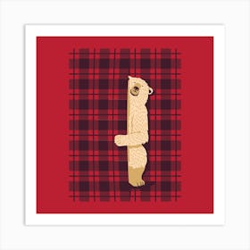 Plaid Bear Lumberjack Osos Square Art Print