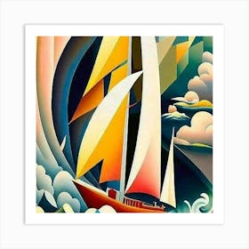 Sailboat In The Waves Art Print