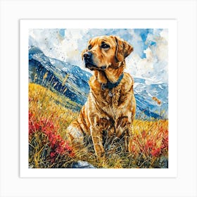 Golden Retriever In The Mountains Art Print