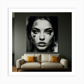 Black And White Portrait Of A Woman 1 Art Print