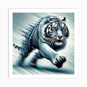 White Tiger Running Art Print