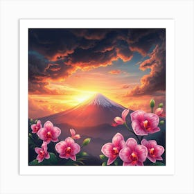 Pink Orchids In The Mountains Art Print