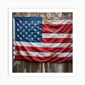 An Aging American Flag Crushed Lightly At The Corners Worn Yet Radiant Against The Passage Of Time (2) Art Print