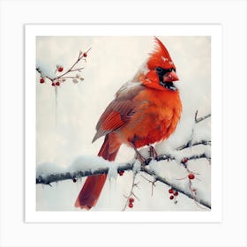 Cardinal In Snow 1 Art Print