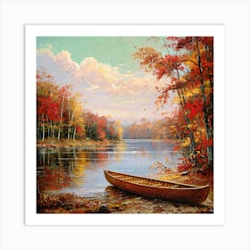 Canoe By The Lake Art Print