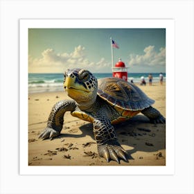 Turtle On The Beach 15 Art Print