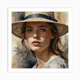 Portrait Of A Woman In A Hat Art Print