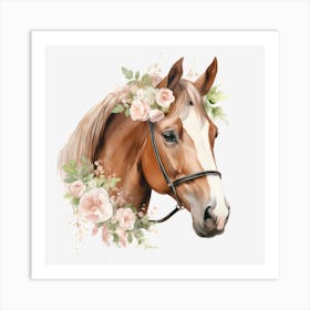 Horse With Flowers Art Print