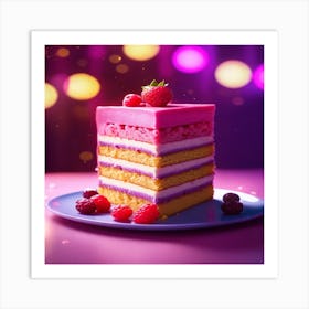 Colorful Cake With Berries Art Print