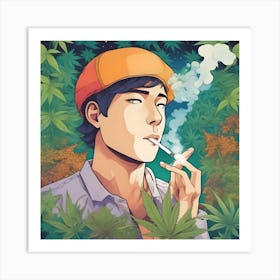 Boy Smoking Marijuana Art Print