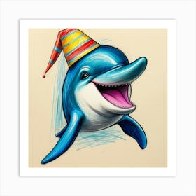 Birthday Dolphin 4 Art Print