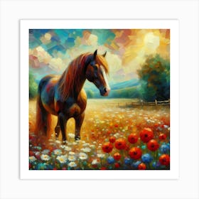 Horse In A Field 2 Art Print