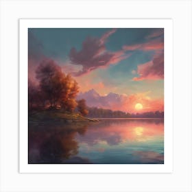 Sunset By The Lake Art Print