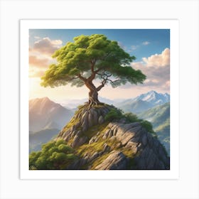 Lone Tree On Top Of Mountain 58 Art Print