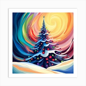 Rainbow Christmas Tree Art Print