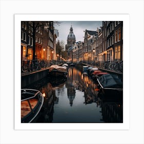 Amsterdam Canal In Early Evening Light Art Print