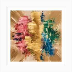 Color Symphony Abstract Textures In Beige, Gold, And Pink (5) Art Print