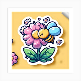 Bee With Flowers Art Print