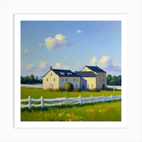 Farm In The Country Serene Architecture A Scenic Outdoor View Art Print