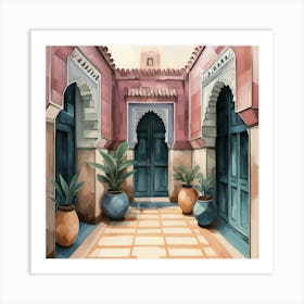 Doorway, Marrakech Impressions, Contemporary Watercolor Art Print