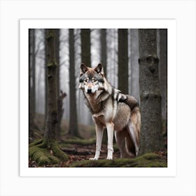 Wolf In The Forest 36 Art Print