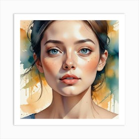 Portrait Of A Girl With Blue Eyes 5 Art Print