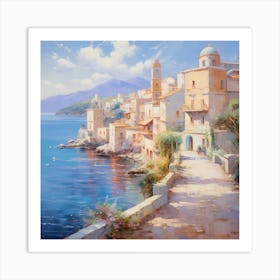 AI Sunlit Charm: Mediterranean Sonata Art Print