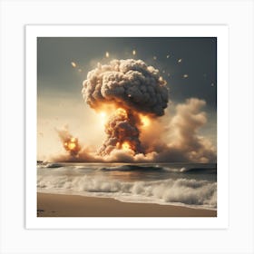 Nuclear Explosion On The Beach Art Print