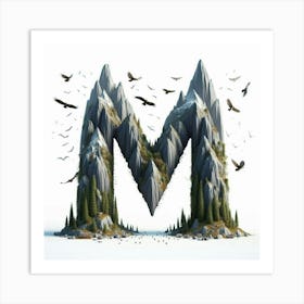 Funny Alpabet - M (Mountains) Art Print