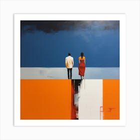 'Two People Gaze Away’ Art Print