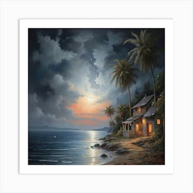 Night At The Beach Art Print